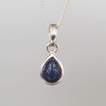 sterling silver september birthstone necklace with pear-shaped natural sapphire gemstone pendant - birthday jewellery gift