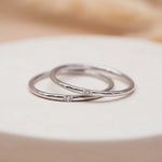 minimalist waterproof silver stacker rings with cubic zirconias