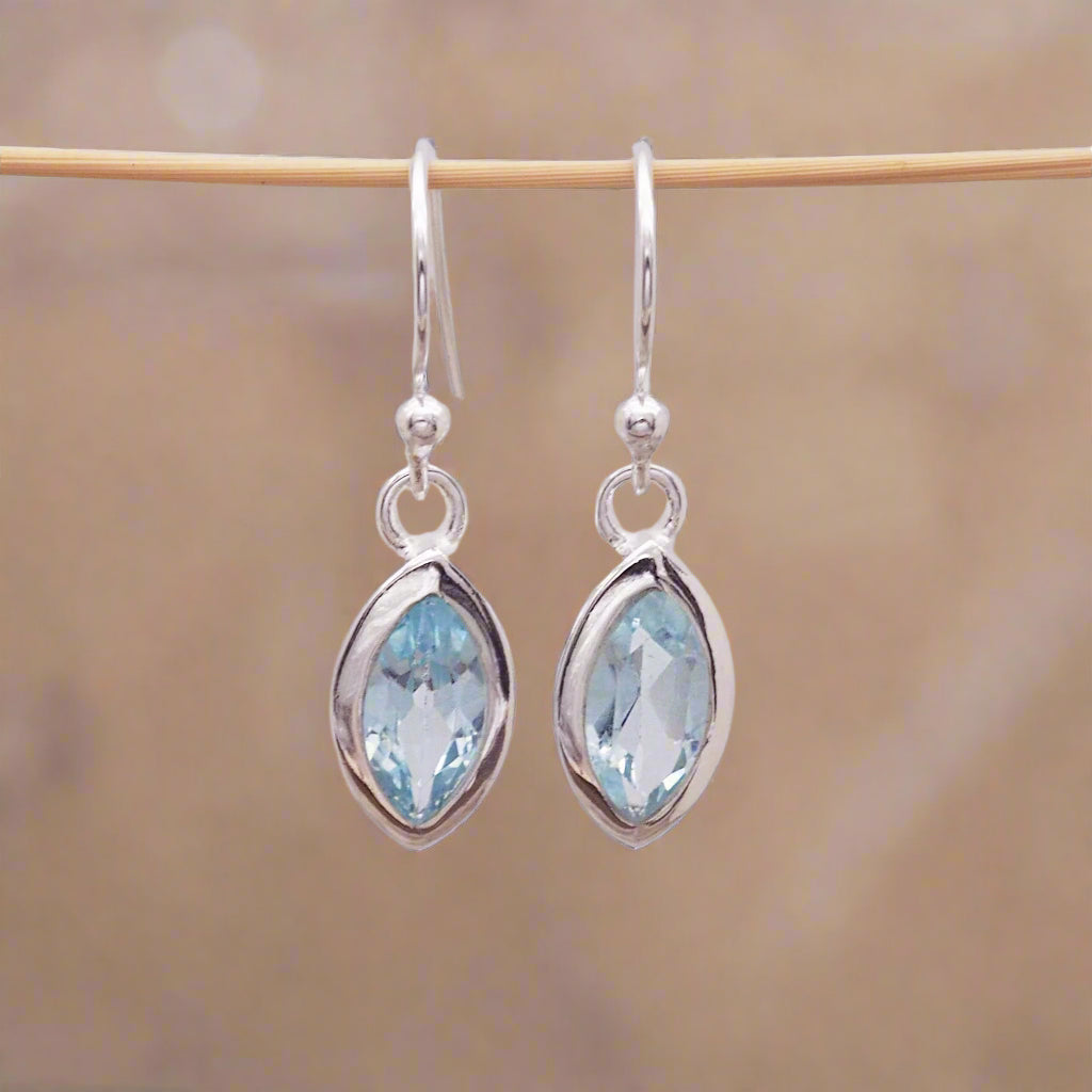 sterling silver and natural blue topaz earrings - womens boho jewellery australia by indie and harper