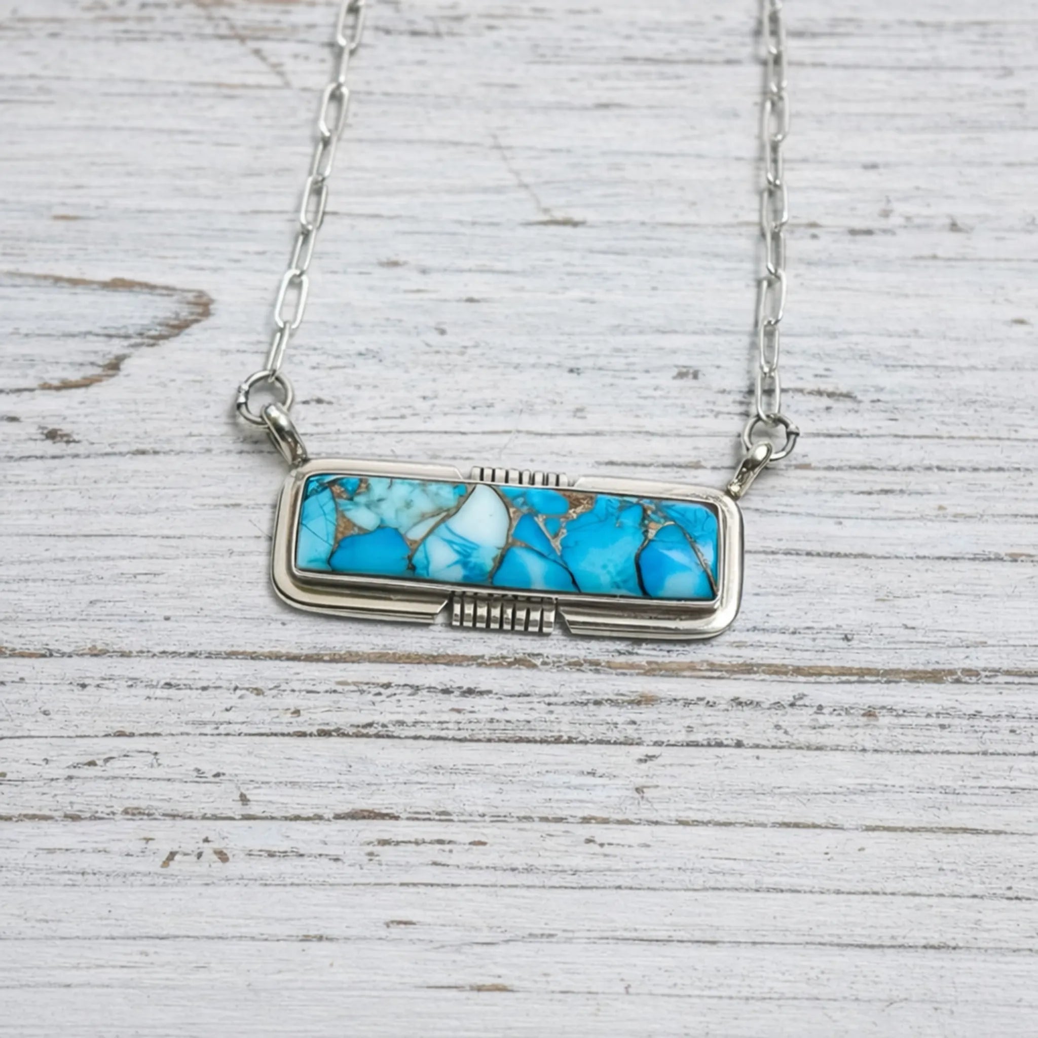 sterling silver copper turquoise necklace