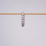 Single waterproof stainless steel pavé silver hoop huggie earring
