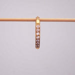 Single waterproof stainless steel pavé gold hoop earring