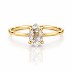 Solid 9k gold ring with a Herkimer quartz crystal