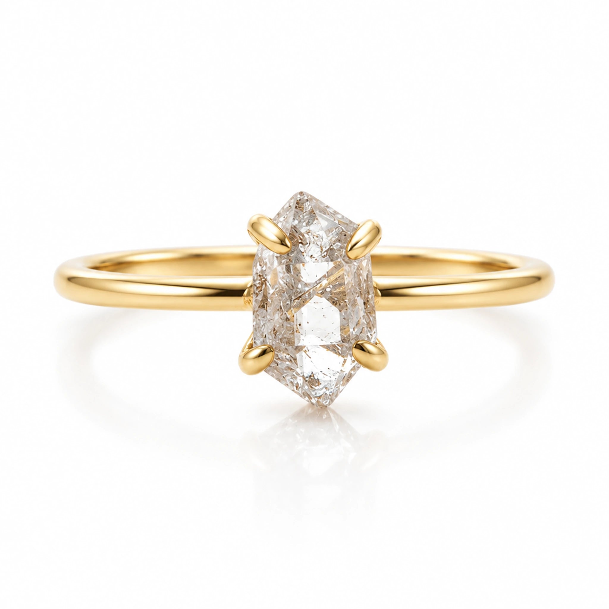 Solid 9k gold Herkimer diamond ring