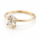 Solid 9k gold Herkimer quartz ring, close-up