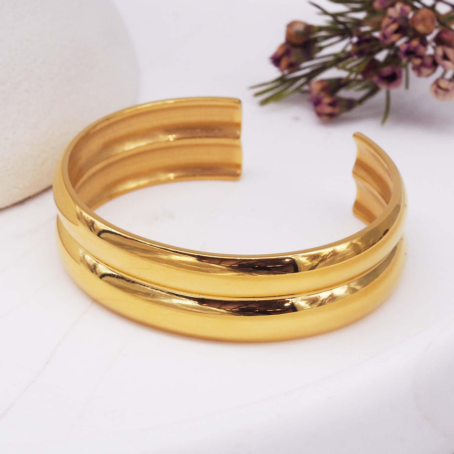 Gold Statement Cuff bracelet - womens gold waterproof jewellery - Australia jewellery brand