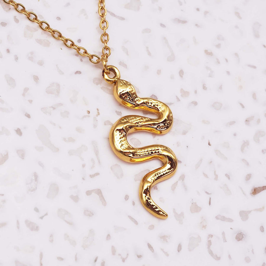 Snake Gold Necklace - womens gold waterproof jewellery Australia 