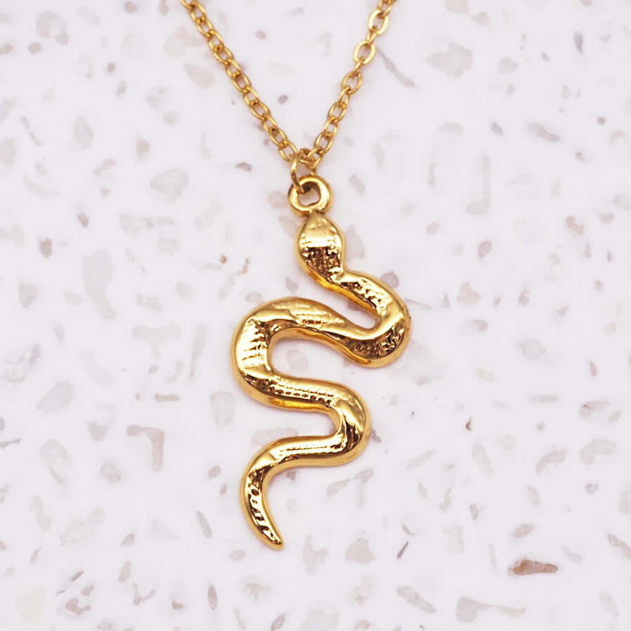 Gold Snake Necklace - womens gold waterproof jewellery australia