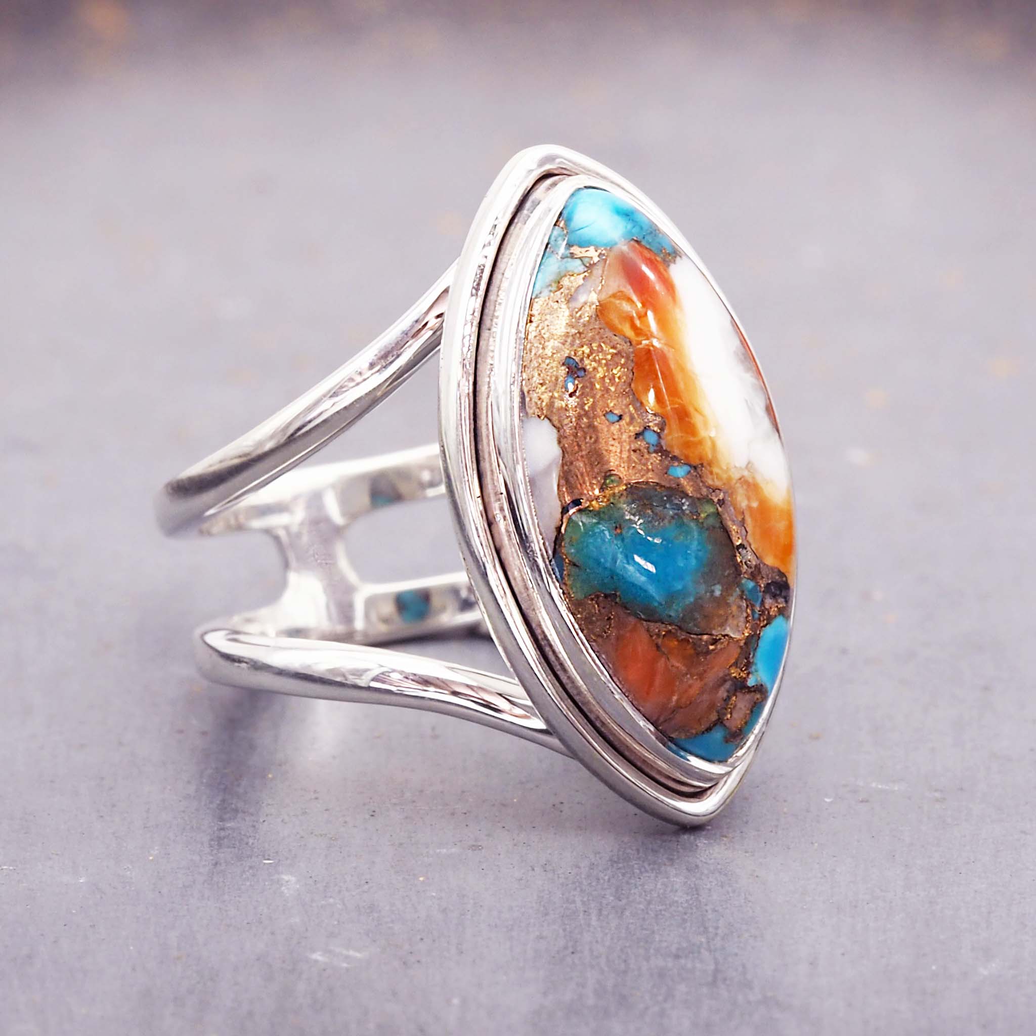 sterling silver spiny oyster turquoise ring - boho jewellery by Australian jewellery brands online indie and harper
