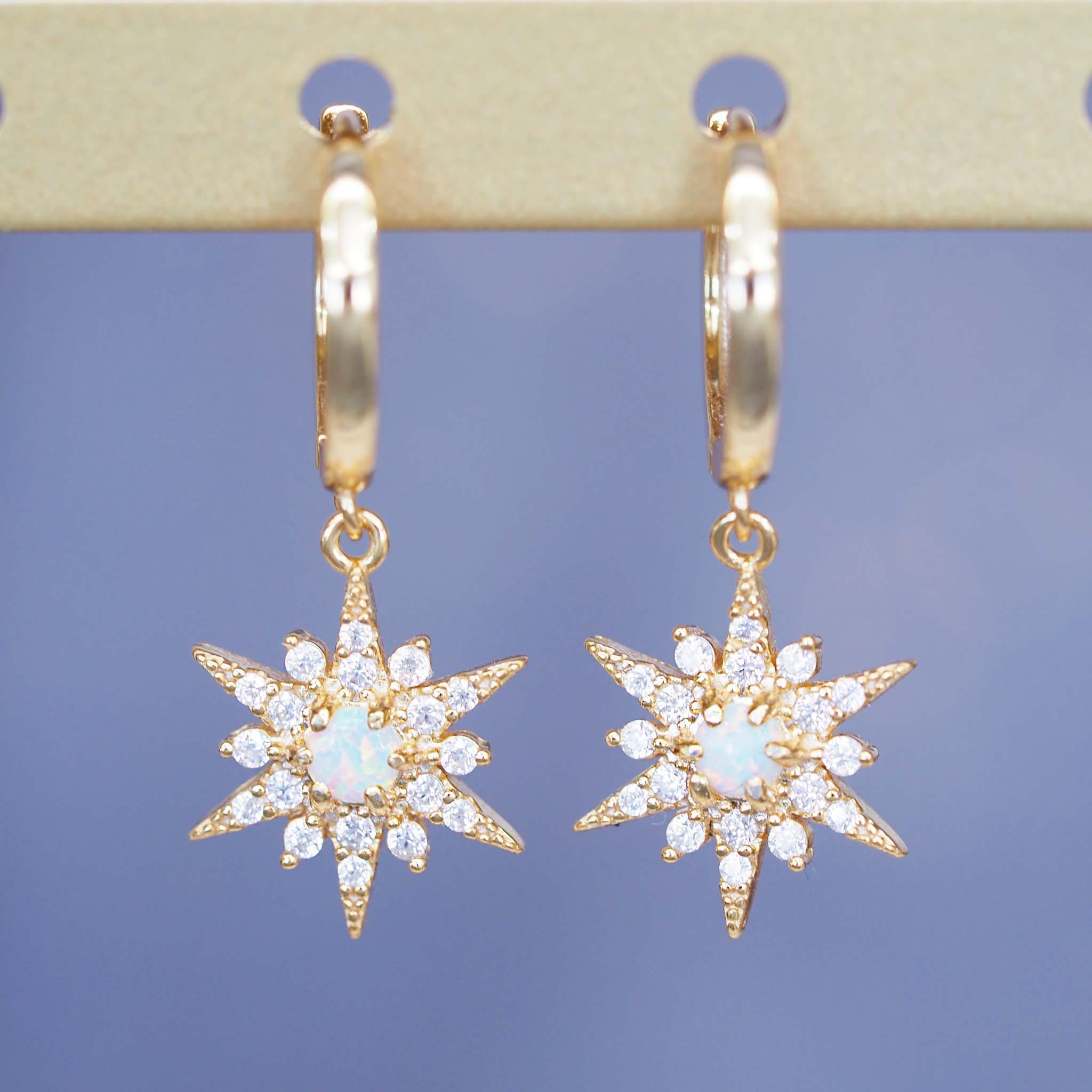 Gold Stella dainty opal Earrings by indie and harper Australia 