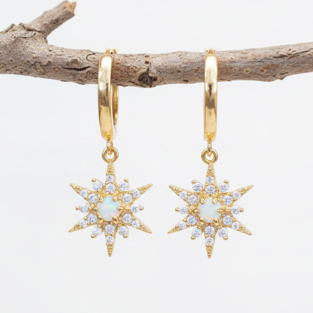 Gold Stella dainty opal Earrings by indie and harper Australia 