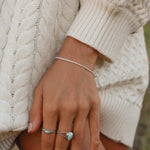 women wearing i+h Sterling Silver Bracelet - womens sterling silver jewellery by Australian jewellery brands indie and harper