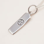 Sterling silver Cancer zodiac pendant Necklace with a white background 
