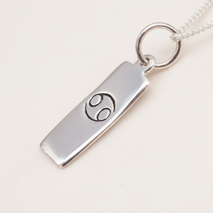 Sterling silver Cancer zodiac pendant Necklace with a white background 
