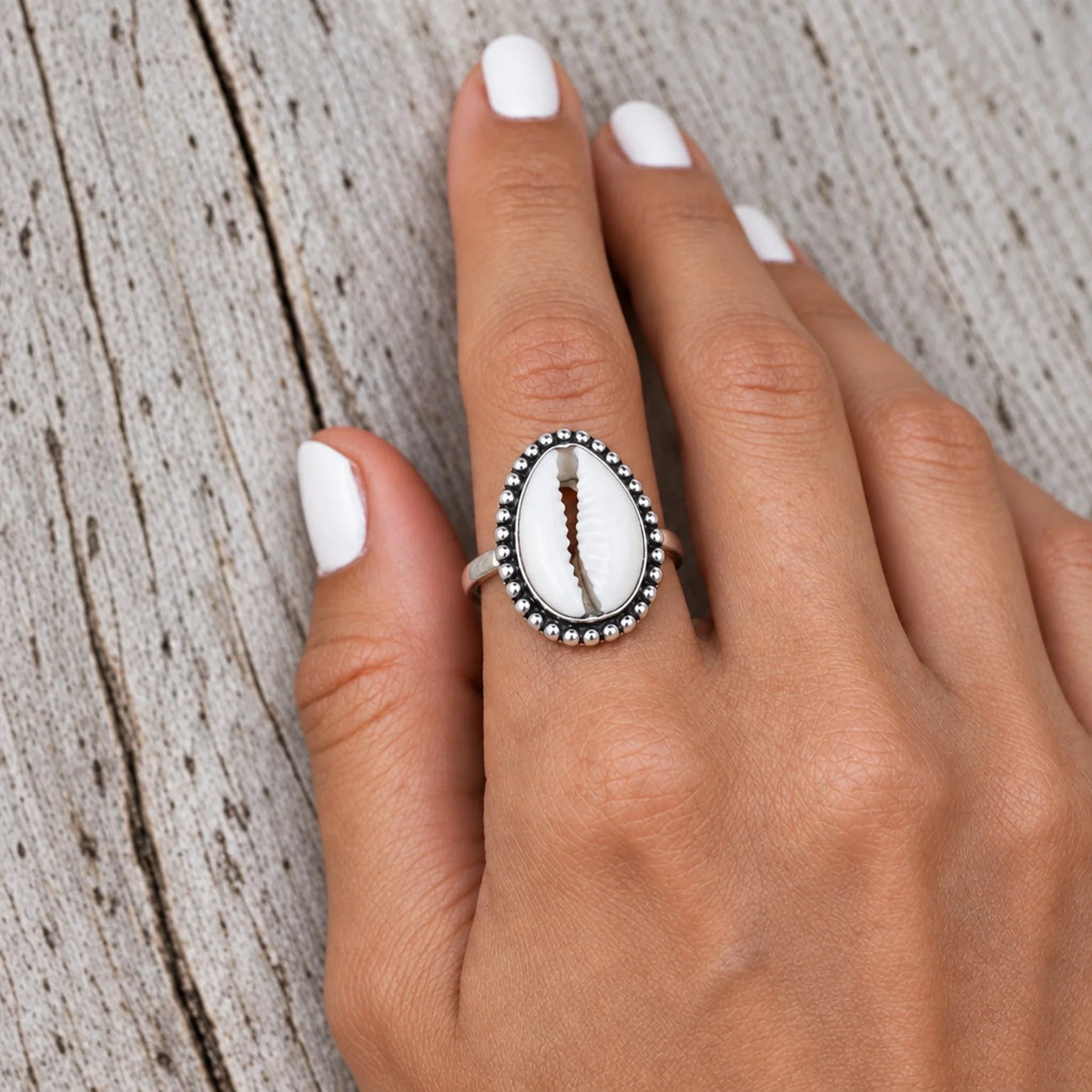 Shell Ring Silver 925 Sterling Silver Cowrie Shell Ring | Indie and Harper