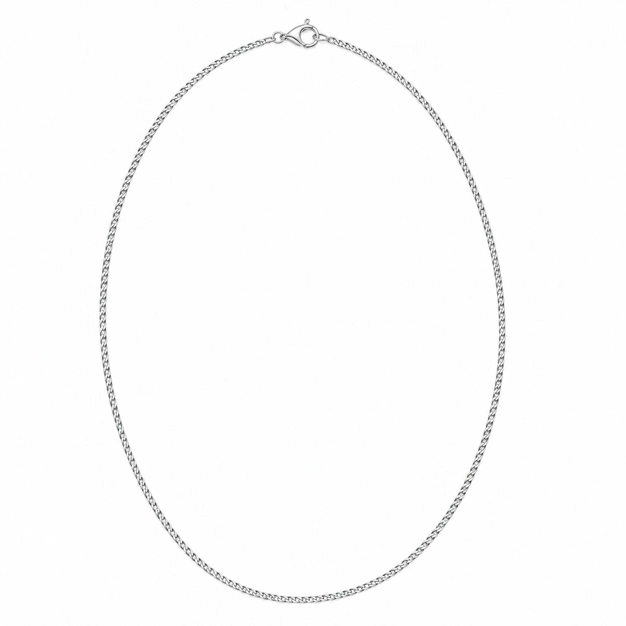 24 inch sterling silver 1.5 mm flat curb chain with lobster clasp and no extender on white
