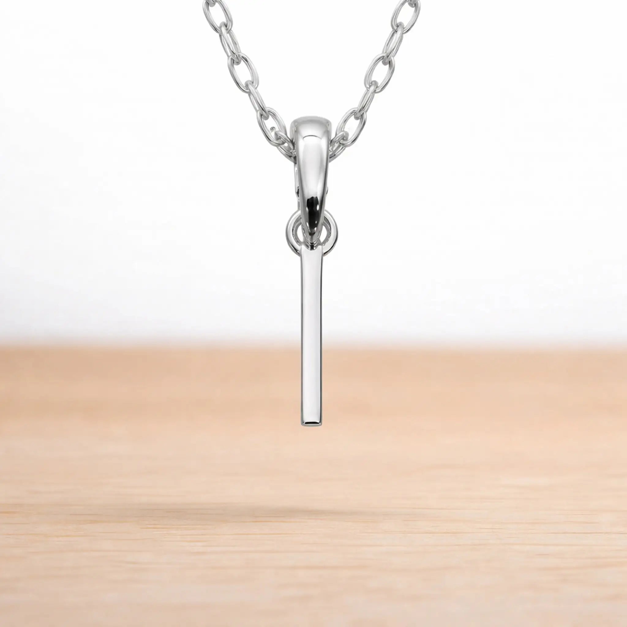 925 sterling silver initial I necklace on a fine chain