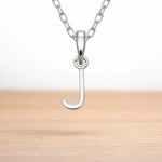 925 sterling silver initial J necklace on a fine chain