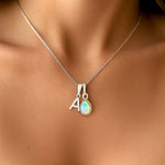 sterling silver initial and october birthstone opal necklace by indie and harper australia