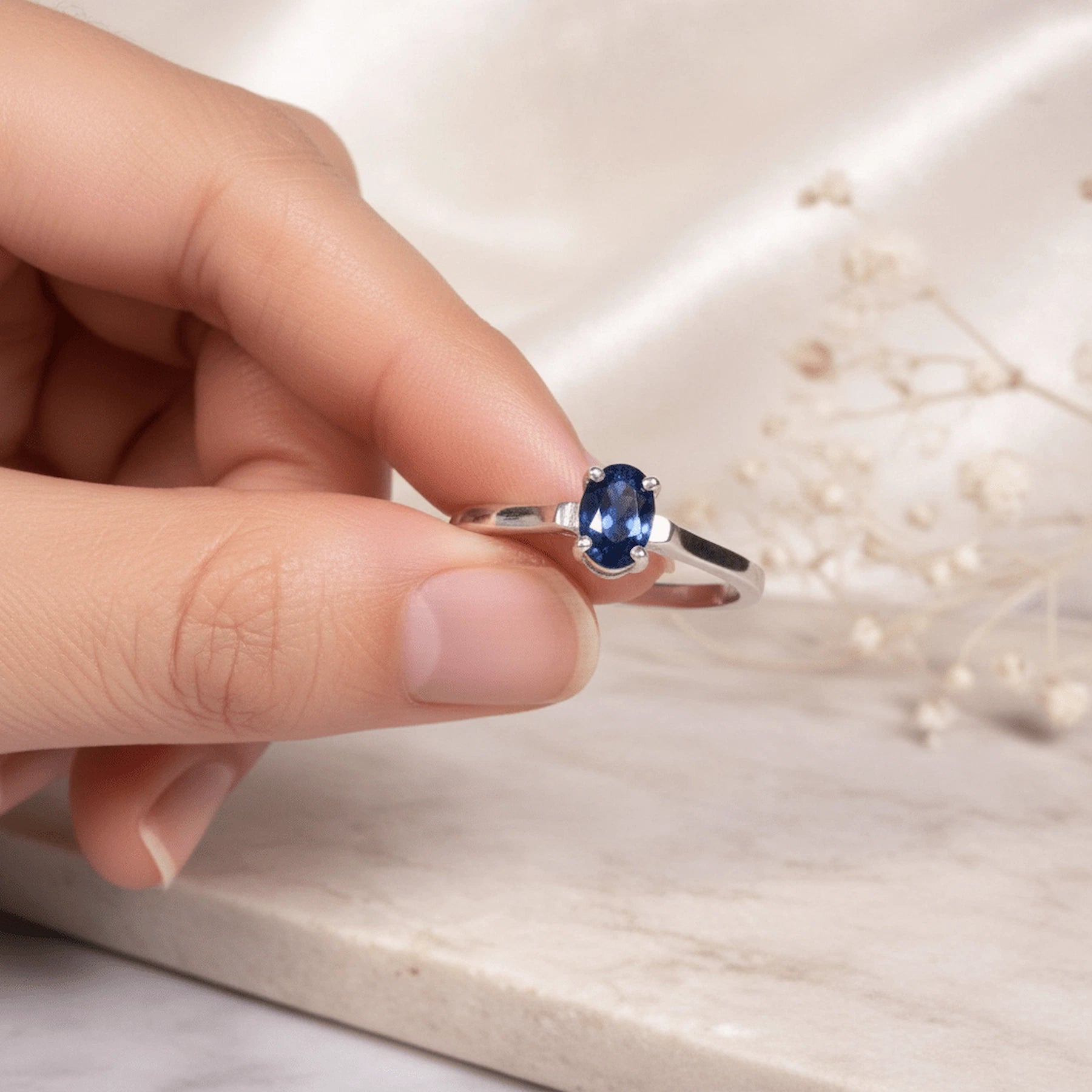 sterling silver sapphire ring