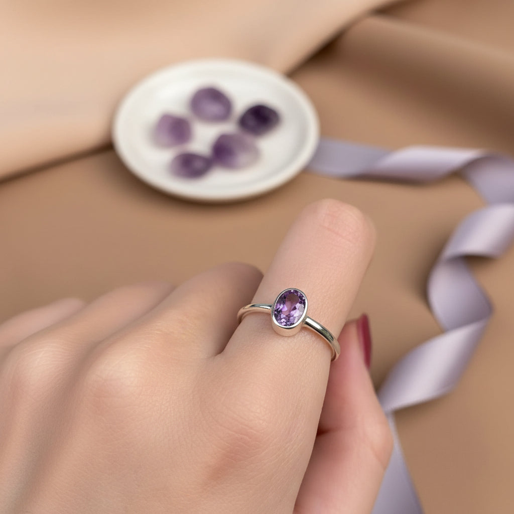 sterling silver amethyst ring