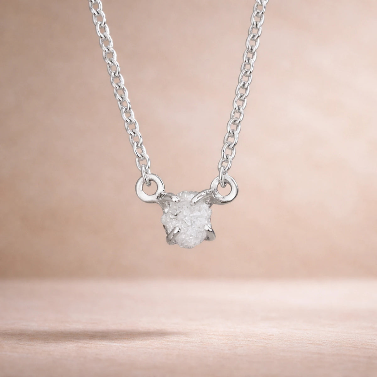 Raw White Diamond Necklace in Sterling Silver – Indie and Harper