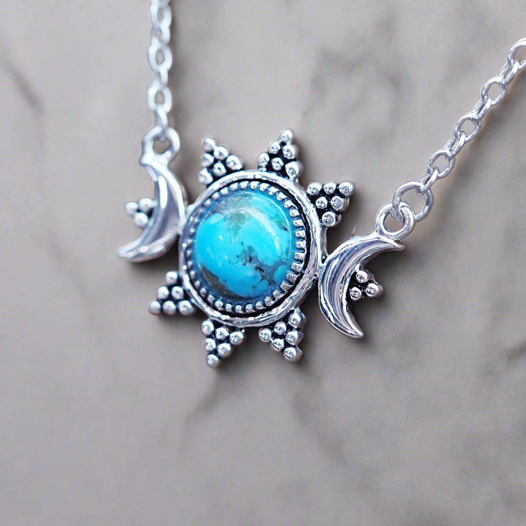 Sun and Moon Turquoise Necklace - womens jewellery by indie and harper