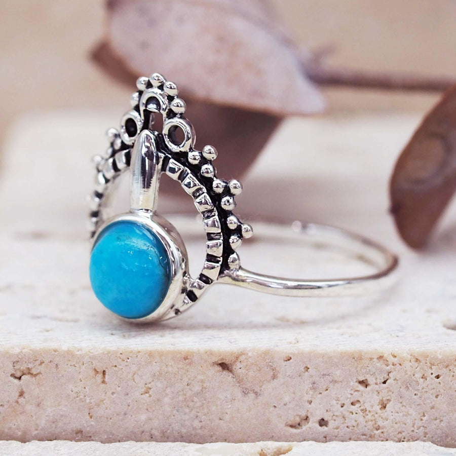 Sun Temple Turquoise Ring - womens jewellery by indie and harper
