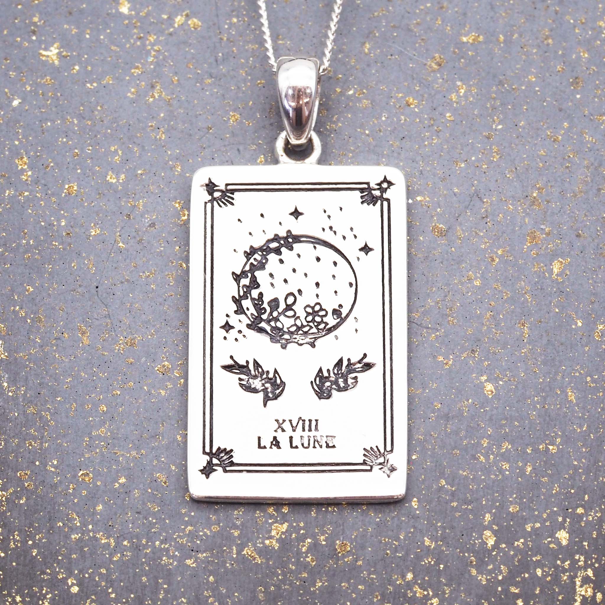 the moon tarot necklace in Sterling silver - tarot jewellery by boho jewellery brand indie and harper