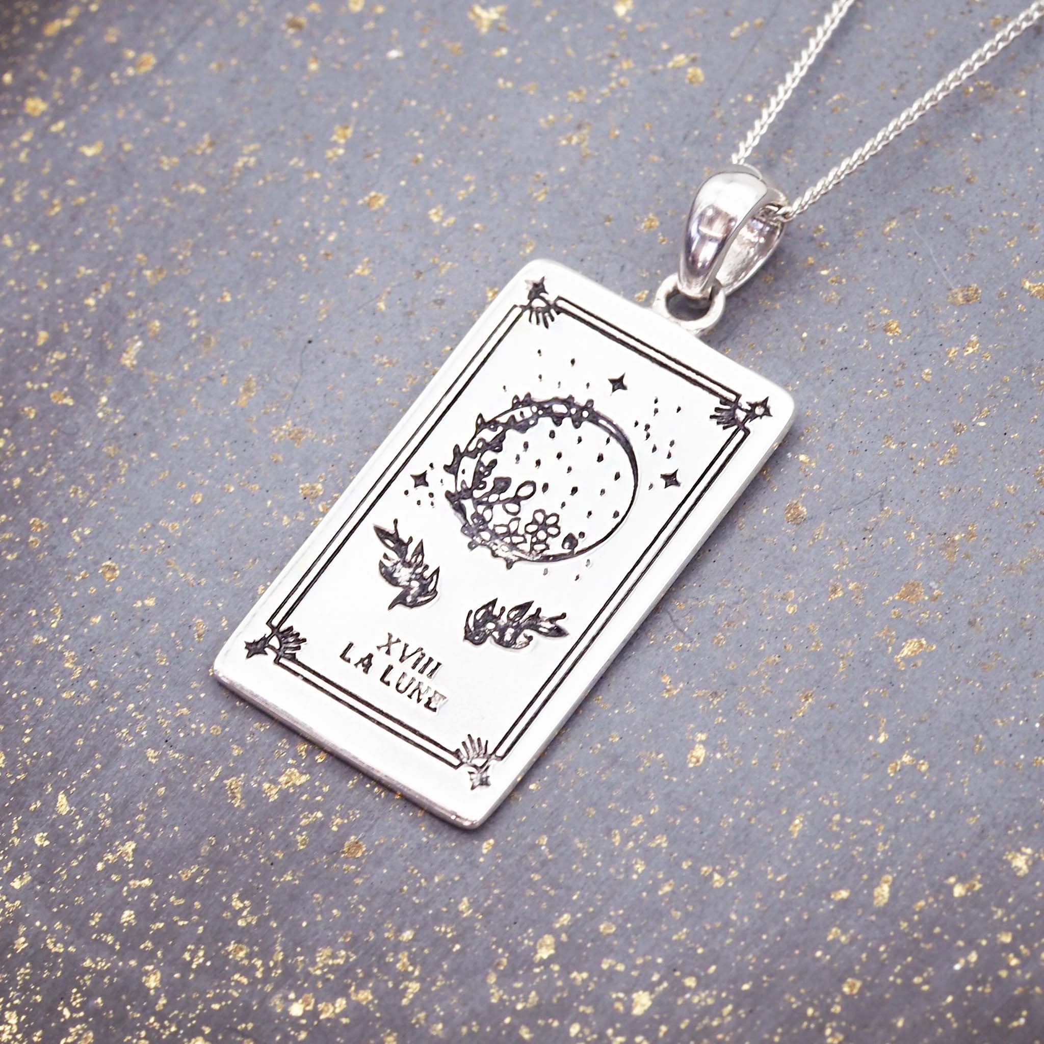 the moon tarot necklace in Sterling silver - tarot jewellery by boho jewellery brand indie and harper