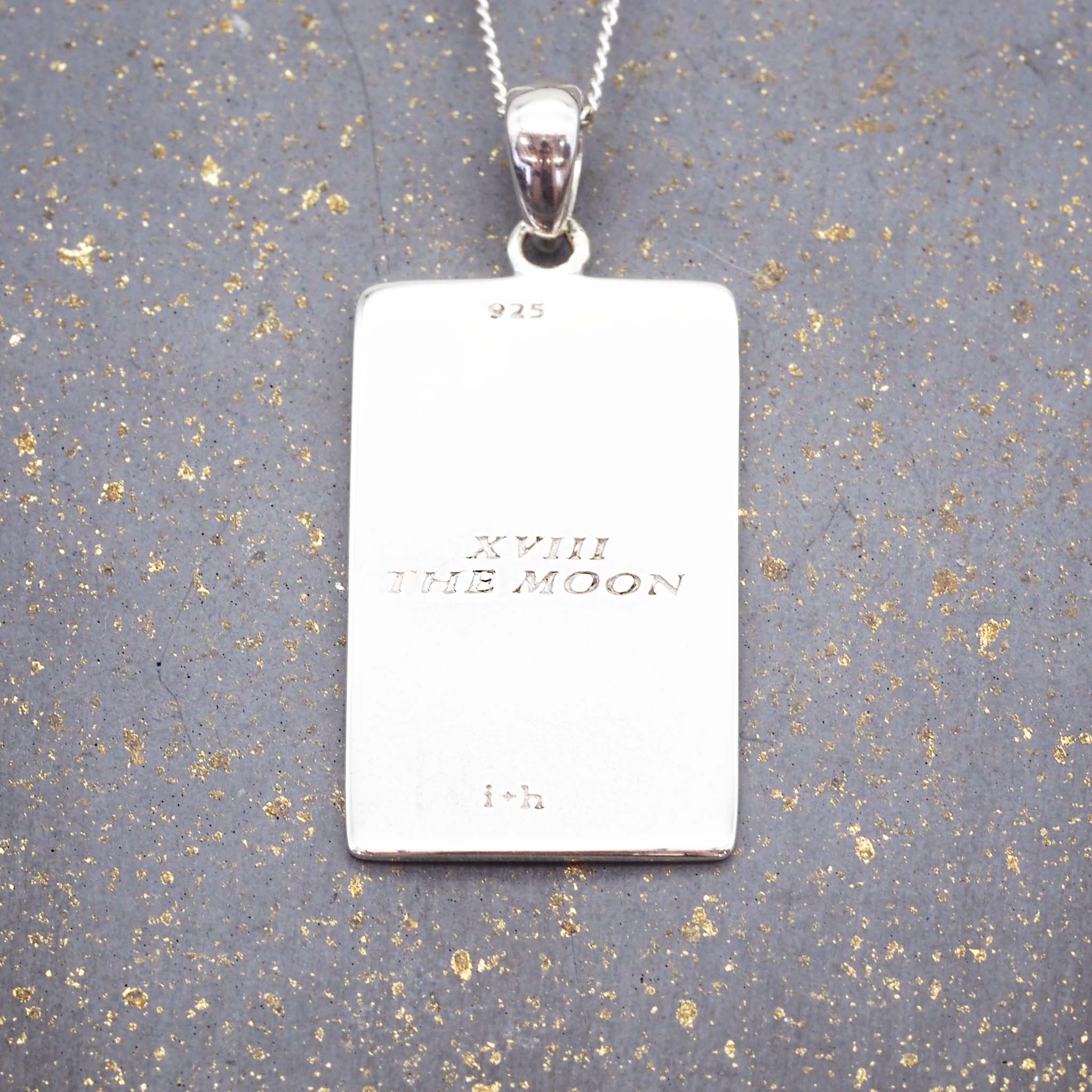 Back of the moon tarot necklace in Sterling silver - tarot jewellery by boho jewellery brand indie and harper
