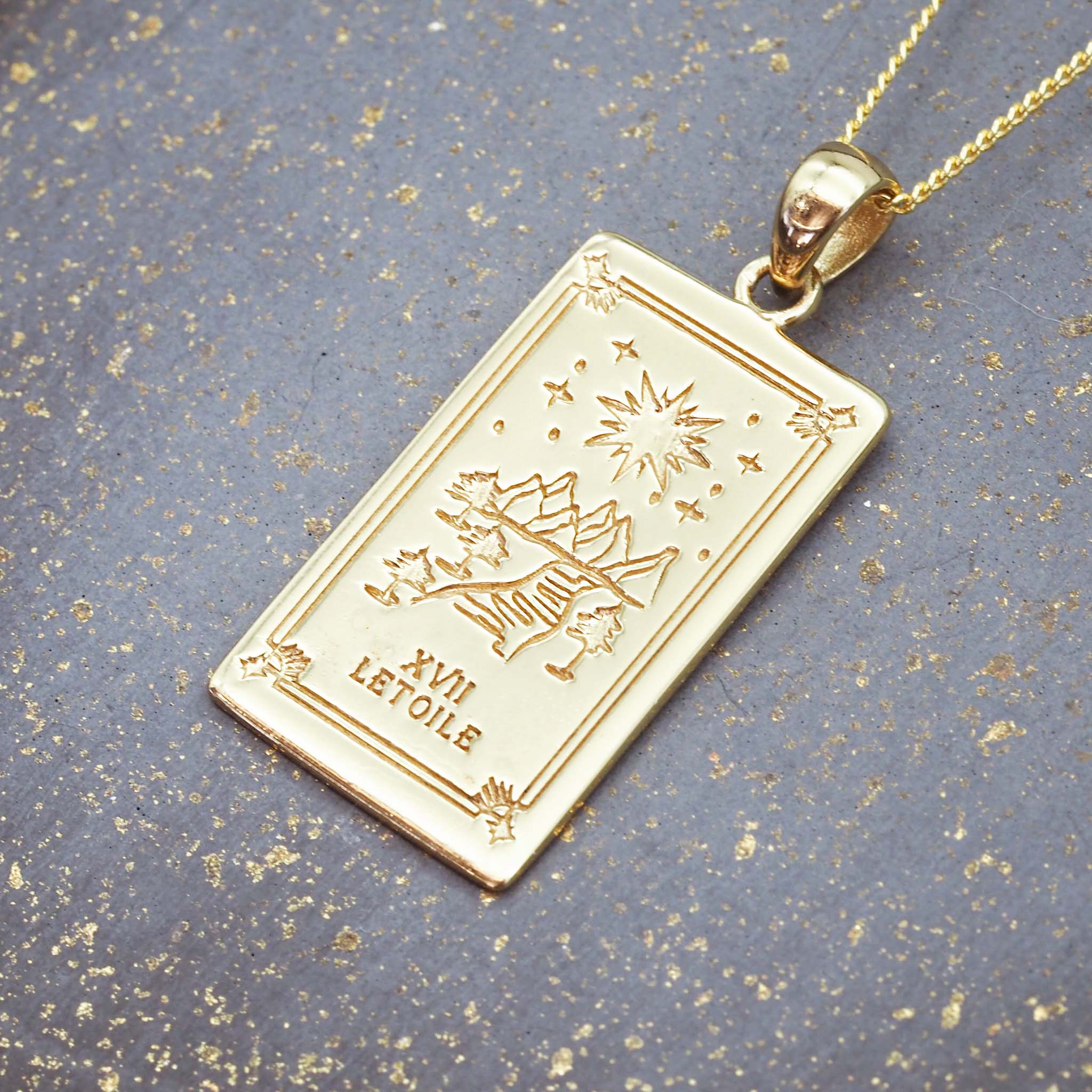 the star tarot necklaces in gold - tarot jewellery by australian jewellery brands indie and harper