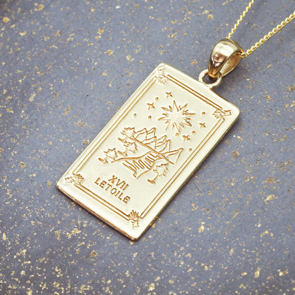 the star tarot necklaces in gold - tarot jewellery by australian jewellery brands indie and harper