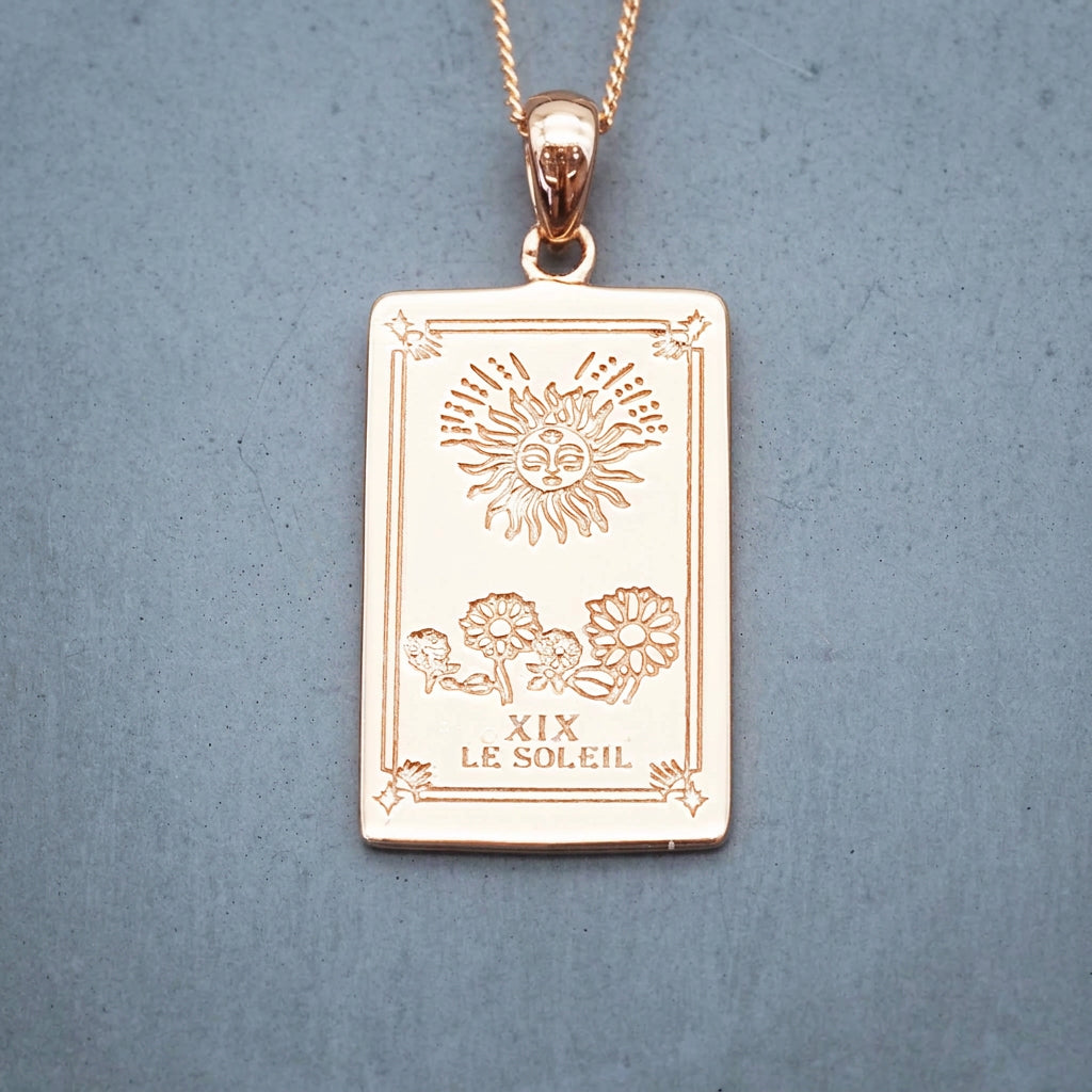 Rose gold Sun tarot necklace