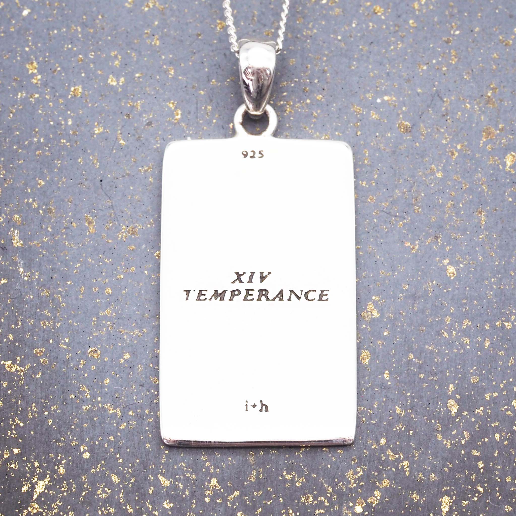 Back of sterling silver temperance tarot necklace - tarot jewellery by australian online jewellery brands indie and harper