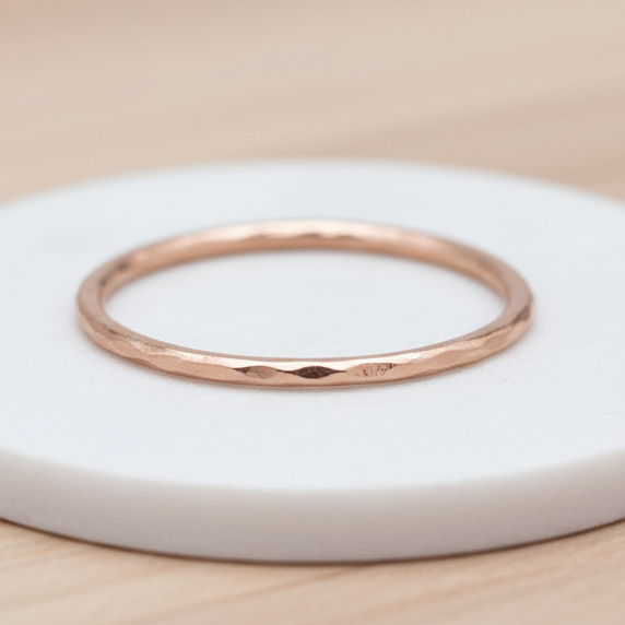Rose gold stacker ring with hammered band