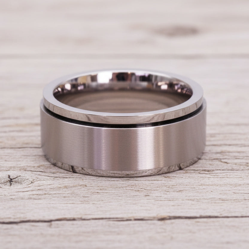Titanium Meditation Silver Spinning Ring - by waterproof jewellery brand indie and harper