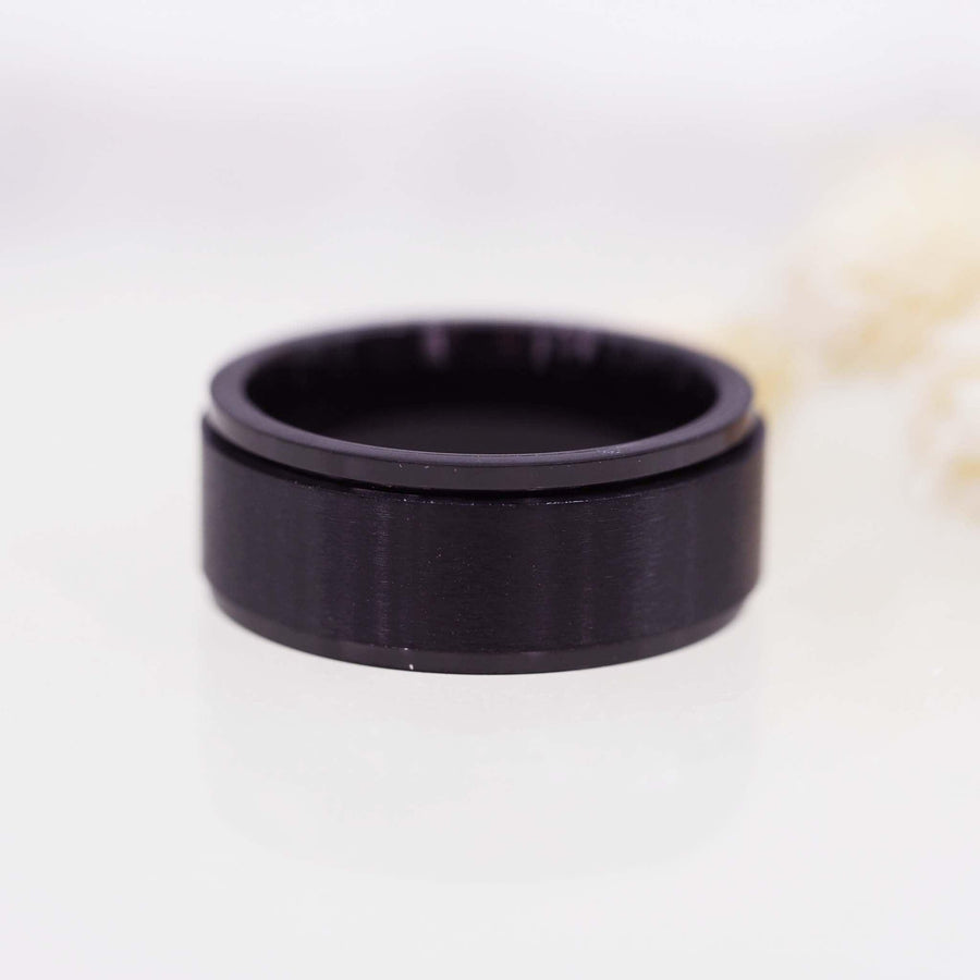 Titanium Meditation Spinner Ring - womens black ring