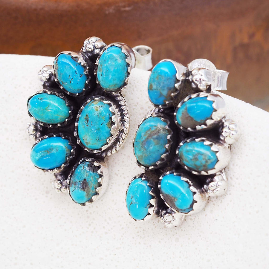 Turquoise Cluster Earrings - womens jewellery by indie and harper