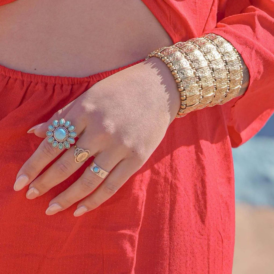 Turquoise Cluster Ring - womens jewellery by indie and harper