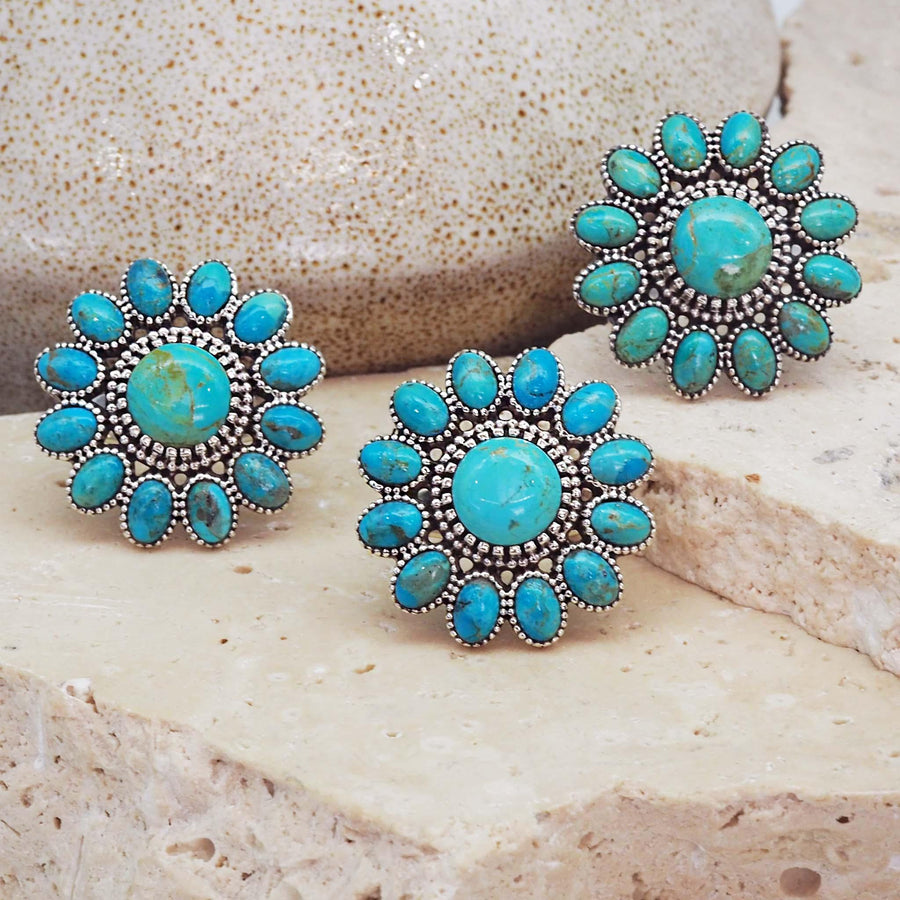 Bohemian Turquoise Rings - womens boho turquoise jewellery by indie and harper