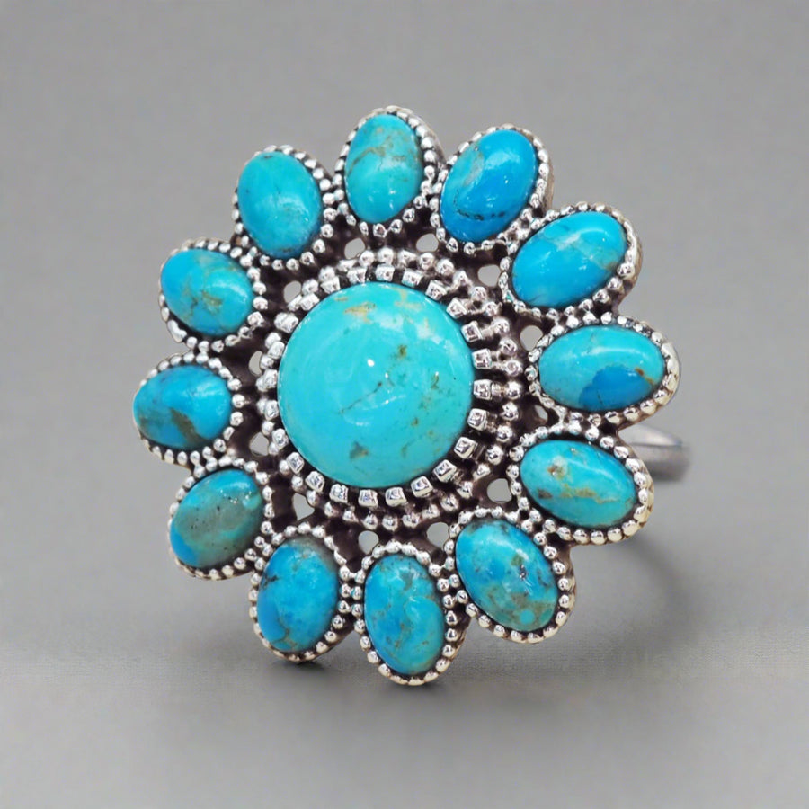 Statement boho Turquoise Ring - womens turquoise jewellery by indie and harper