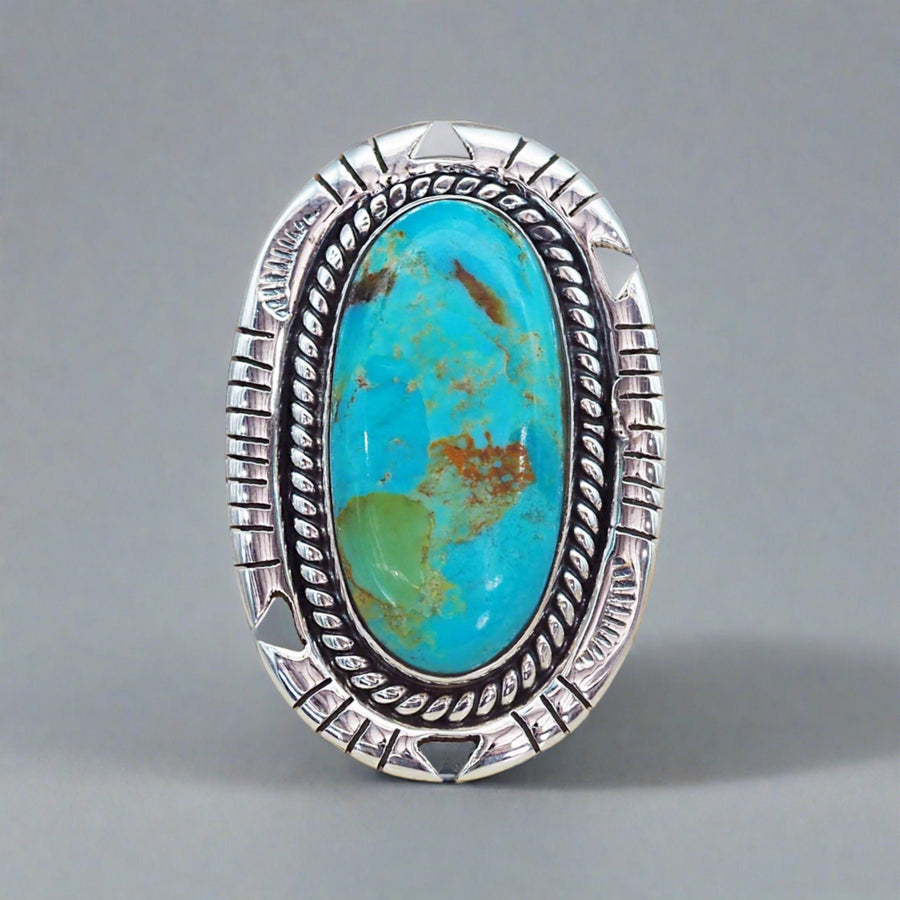 Turquoise Ring with brown blue and green colours - womens boho jewellery by indie and harper
