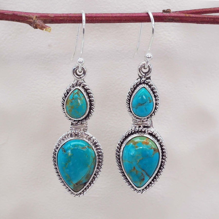 Silver Turquoise Earrings - womens turquoise jewellery Australia 