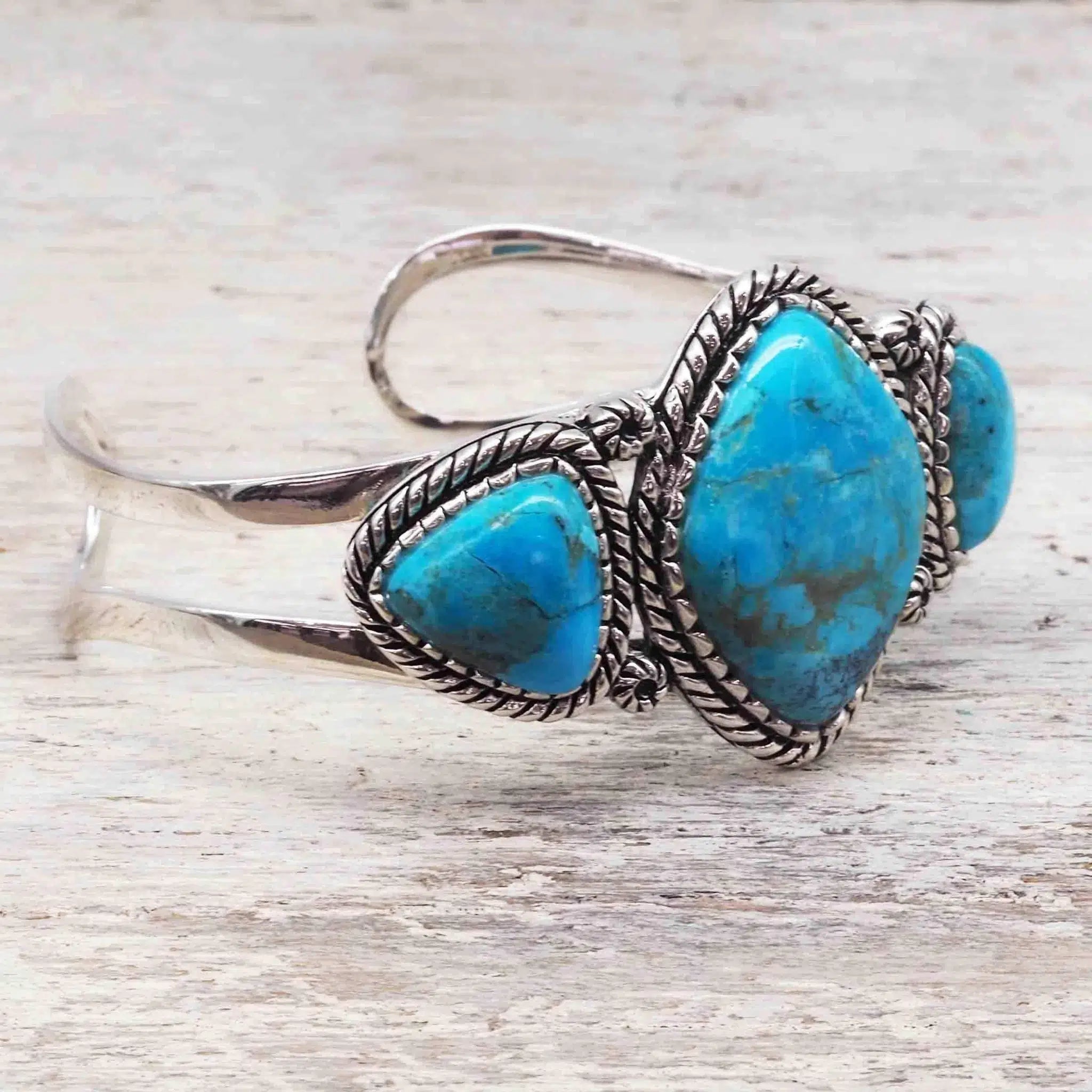Turquoise Warrior Cuff crafted in 925 sterling silver