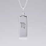 Sterling silver necklace with hand drawn Virgo star sign pendant 