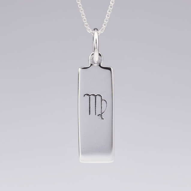 Sterling silver necklace with hand drawn Virgo star sign pendant 