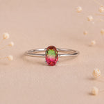 sterling silver watermelon tourmaline ring on a light background