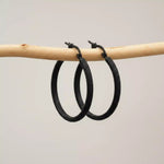 classic large stainless steel waterproof black hoop earrings