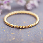 Waterproof stainless steel twisted gold Stacker Ring 